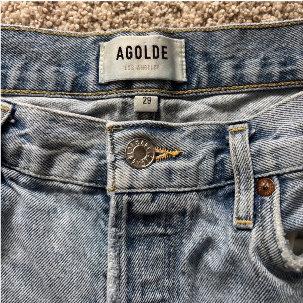 AGOLDE Parker Distressed Denim Cut Off Shorts Light Wash Blue Sz 29 - Picture 5 of 11